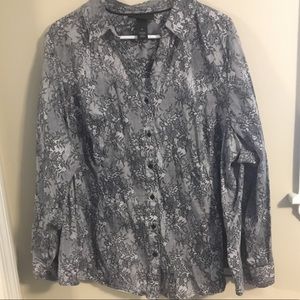 Lane Bryant lace print Perfect Shirt button down